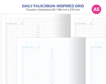A5 Daily FAUXJIBUN Inspired Daily Traveler's Notebook Printable Refill Insert A522-009V2