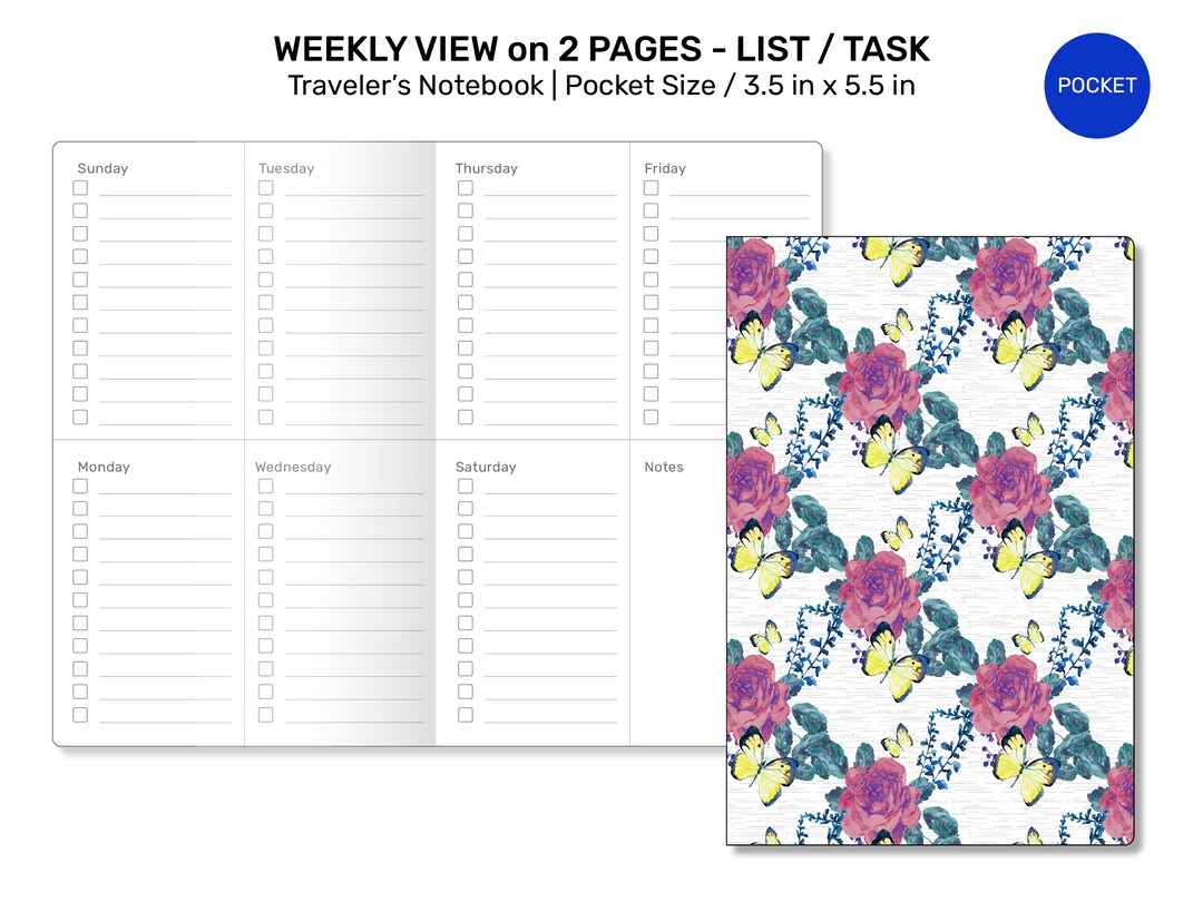 TN POCKET Weekly Planner Undated To-do List Insert Traveler's Notebook ...