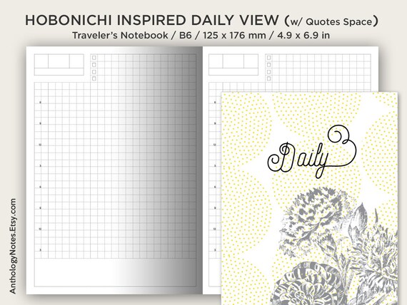 Hobonichi Insert B6 Size Traveler's Notebook Printable | Etsy