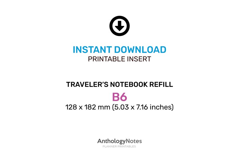 B6 WEEKLY Horizontal GRID Traveler's Notebook Printable Insert Monday or Sunday Start image 7