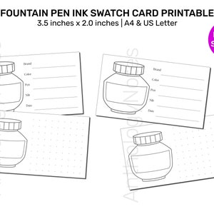 Cartes imprimables FOUNTAIN PEN Ink Swatch - DIY Ink Swatching AFP001