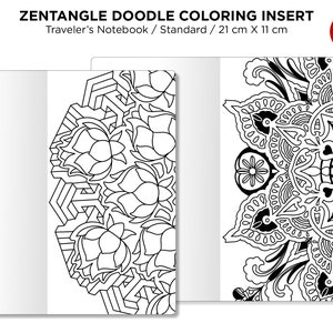 Zen MANDALA Doodles COLORING Activity TN Insert Standard Size Traveler's Notebook image 2