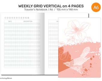 A6 TN Expense Tracker GRID - Printable Planner Insert for Traveler's Notebook