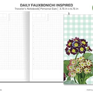 Personal Size Fauxbonichi Daily View Traveler&#39;s Notebook Printable Insert - GRID Minimalist Undated