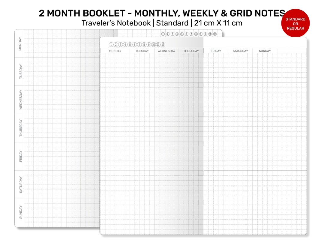 Standard TN 2-MONTH Booklet - Monthly, Weekly, Index, Grid Notes ...
