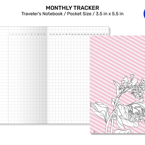 Field Notes Traveler's Notebook Printable Insert Monthly Etsy