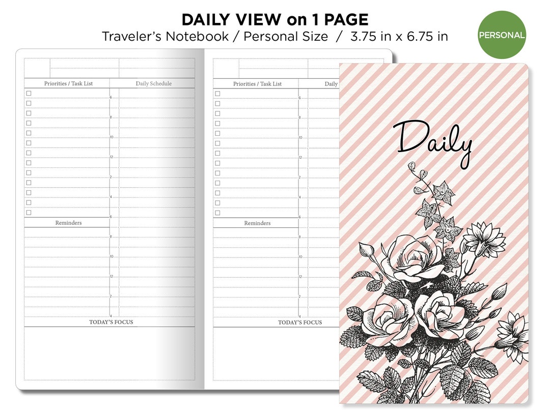 TN Personal Size DAILY VIEW Printable Insert Traveler's Notebook Do1p ...