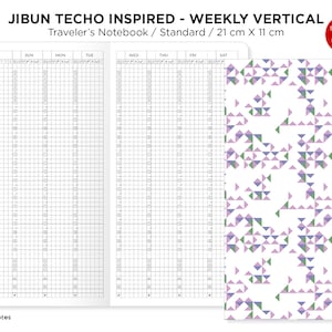 JIBUN Techo Semanal GRID Cuaderno de viajero regular Planificador japonés vertical Inserción imprimible funcional inspirada