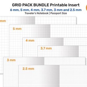 Traveler's notebook afdrukbaar paspoortformaat klassieke rasterlijnen - rasterset - afdrukbare pdf-planner - TN afdrukbare inzetstukken PP002