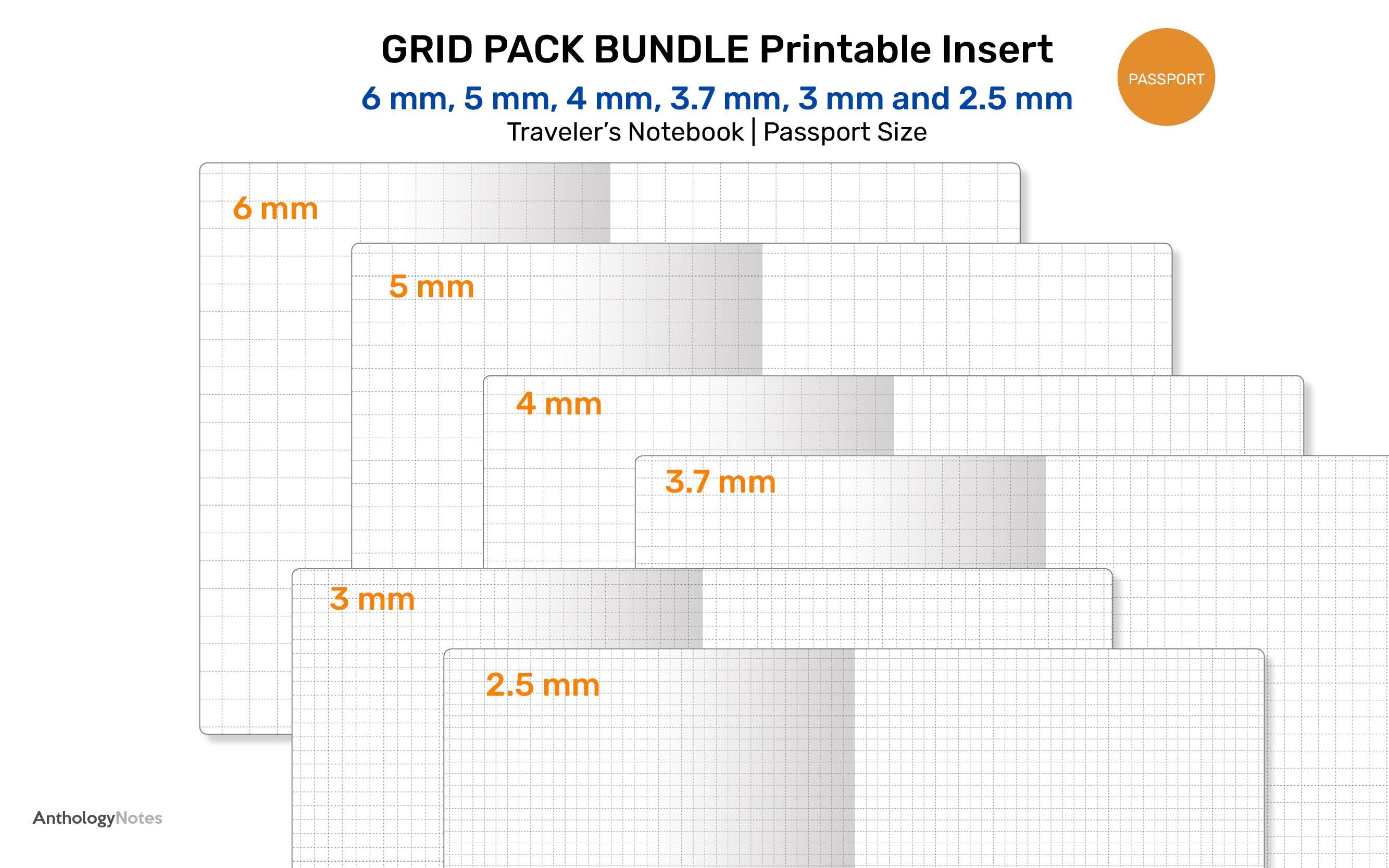Traveler's Notebook Printable Passport Size Classic Grid Lines