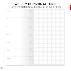 TN Weekly Horizontal Insert Grid With Fancy Script Printable Insert - Etsy