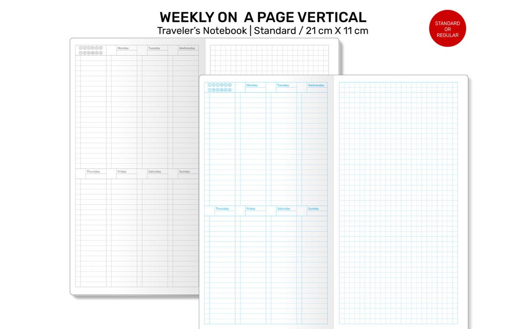 Standard TN Printable Weekly Insert | Regular Traveler's Notebook ...