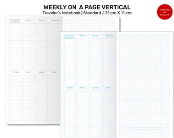Standard TN Printable Weekly Insert | Regular Traveler's Notebook Refill | Vertical Week on One Page