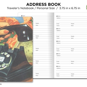 TN Personal ADDRESS Book Traveler's Notebook Printable Insert Contacts with Index