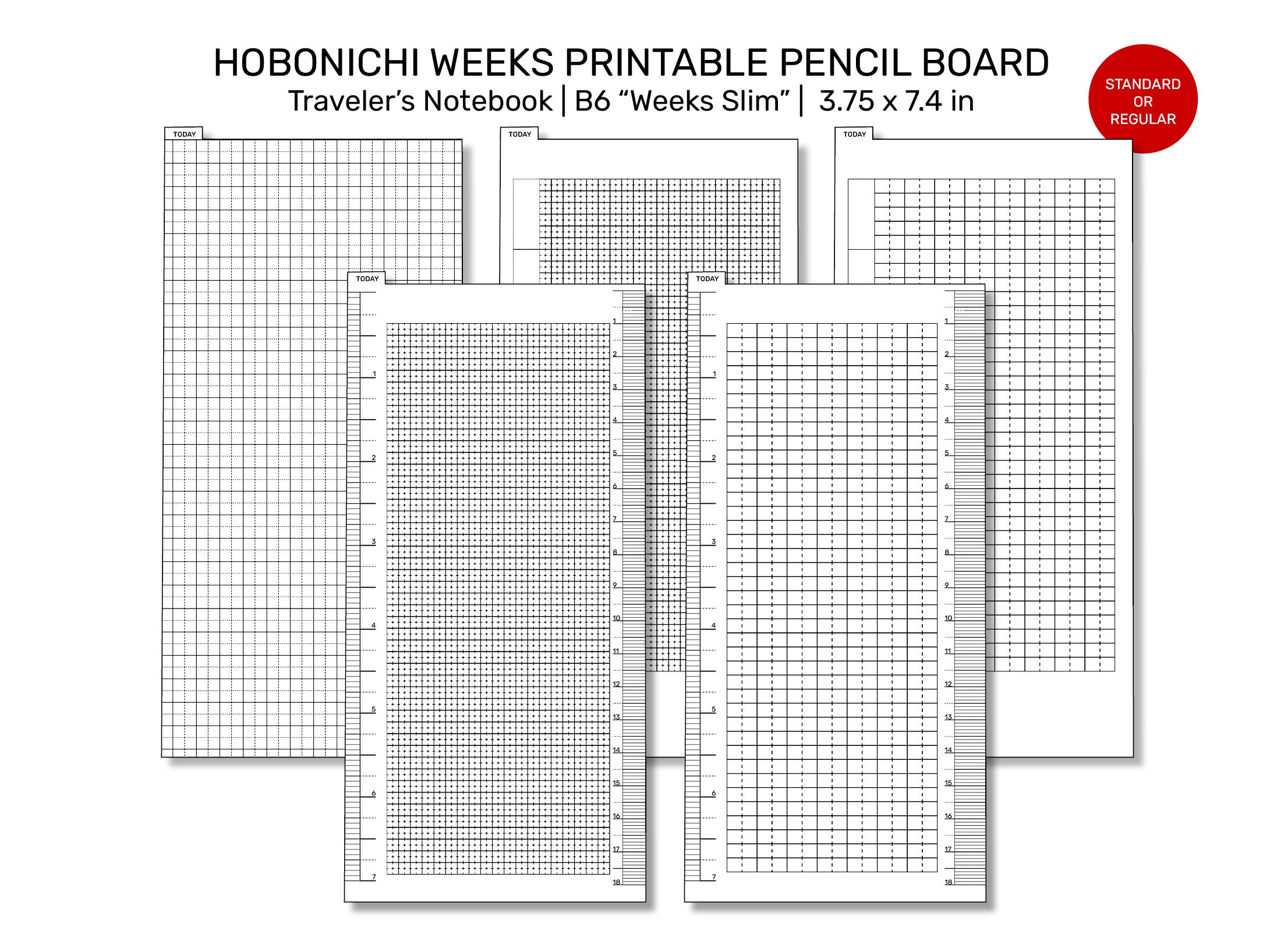 Pencil Board PRINTABLE Grid Hobonichi Weeks Shitajiki pic