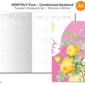 A6 Månadsresenärsanteckningsbok View Mo2P CONDENSED Weekend Utskrivbar Inläggsplanerare PDF Minimalistisk