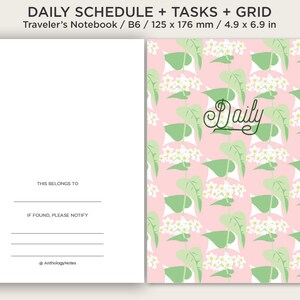 B6 Daily View Printable Insert Traveler's Notebook Do1P Schedule, Tasks, Grid, Undated Minimalist Functional image 4