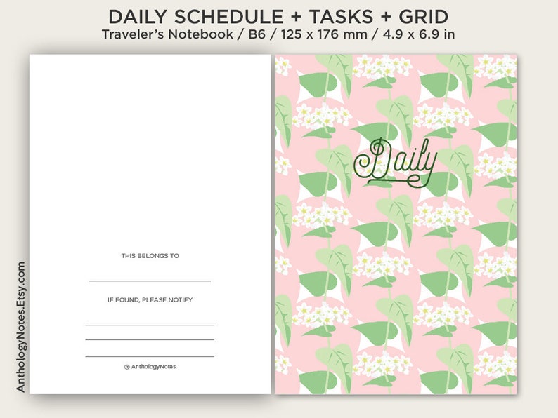 B6 Daily View Printable Insert Traveler's Notebook Do1P Schedule, Tasks, Grid, Undated Minimalist Functional image 4
