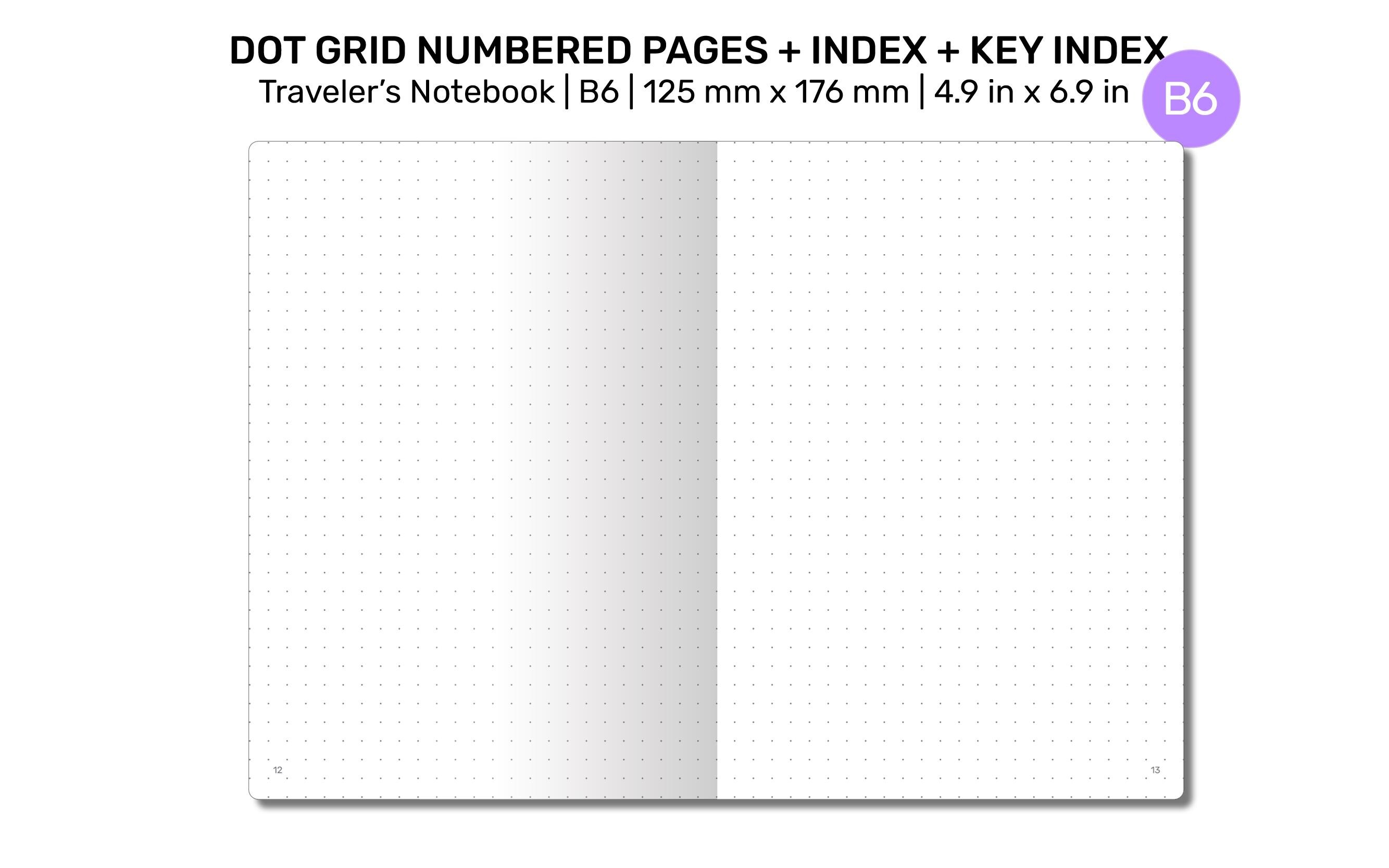 TN B6 Bullet Log Format Dot Grid Traveler's Notebook Printable Insert ...