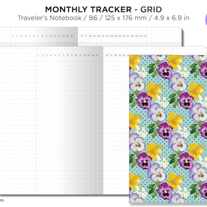 TN B6 Monthly Tracker Grid Printable Traveler&#39;s Notebook Insert, Minimalist, Clean - UNDATED