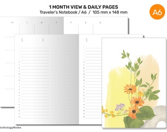 A6 TN Monthly Daily Schedule Mix - Minimalist & Functional Midori Inspired Traveler's Notebook Printable Refill Insert