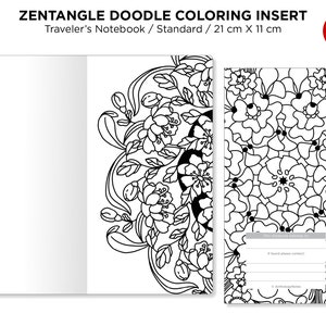 Zen MANDALA Doodles COLORING Activity TN Insert Standard Size Traveler's Notebook image 3