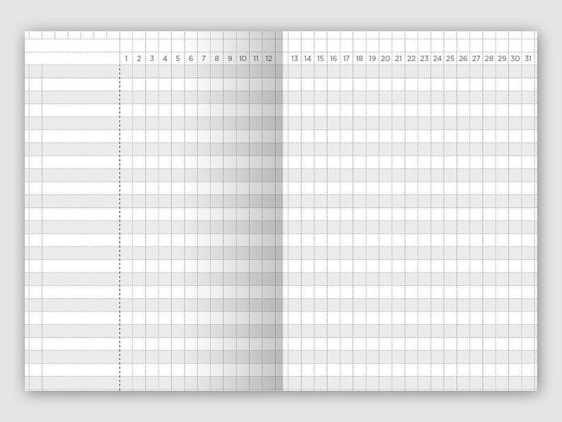 Tracker Grid Layout A6 Size Monthly Tracker Grid - Printable Traveler's Notebook Planner ...