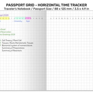 PASPOORT Dagelijkse weergave GRID - Afdrukbare Traveler's Notebook Insert (Do1P) Dag op 1 pagina - Minimalistisch PP22-003