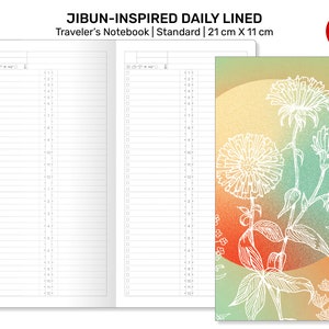 TN FAUXJIBUN Daily Inspired 24 Hour Timetrack LINED Version Standard Traveler&#39;s Notebook Printable Planner Insert RTN22-006A