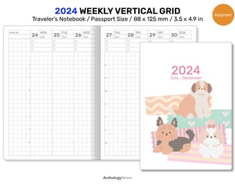 2024 Passport Weekly View GRID HOBO inspired Printable Traveler's Notebook Minimalist Functional Planning