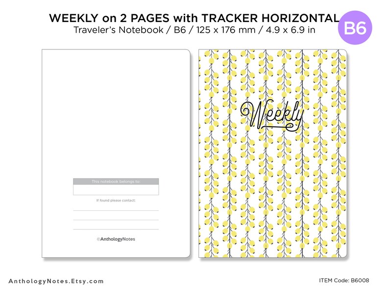 B6 WEEKLY With TRACKER Printable TN Insert Minimalist | Etsy