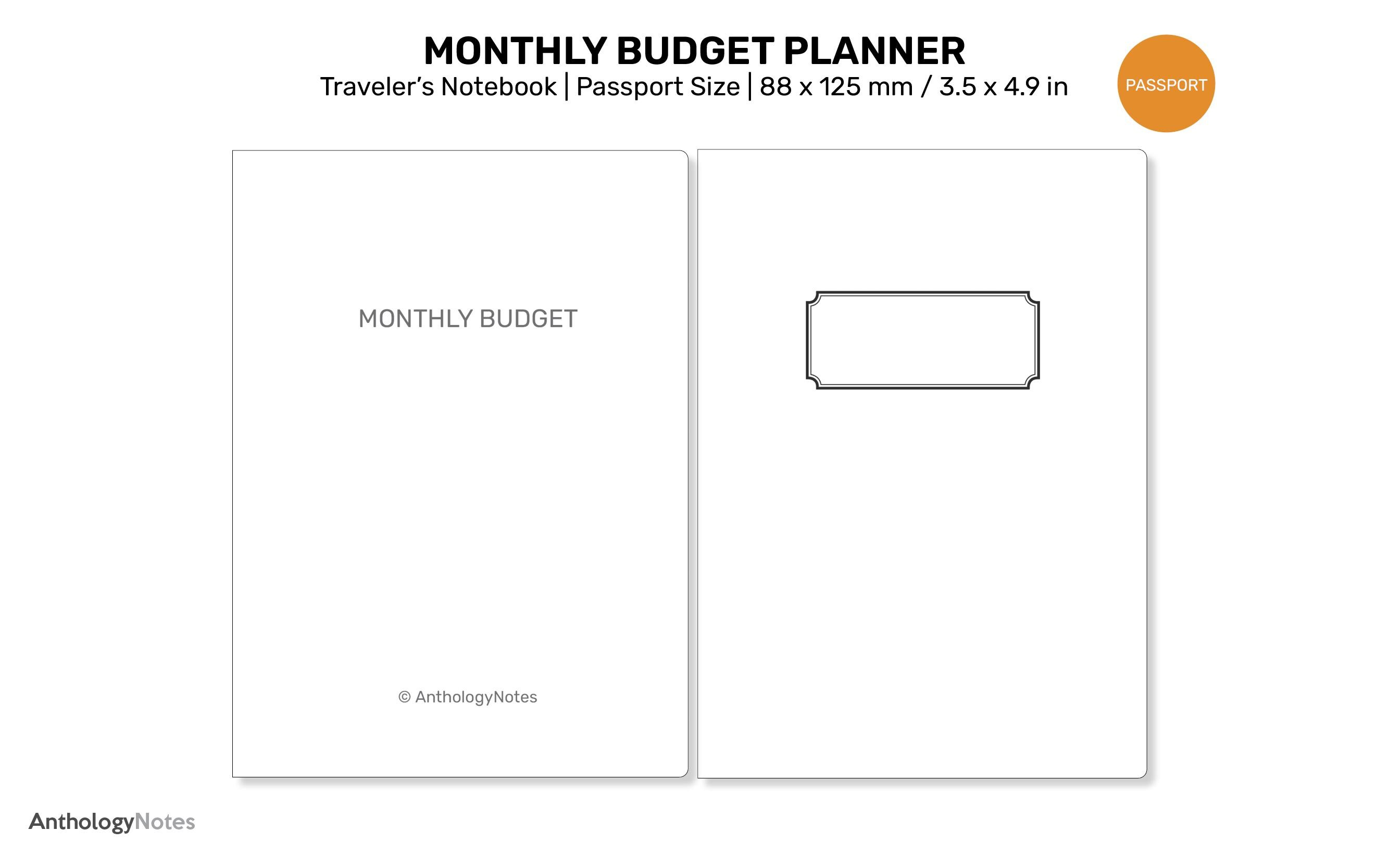 TN Passport MONTHLY Budge Tracker Printable Insert Traveler's Notebook ...
