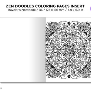 B6 Zen MANDALA Doodles COLORING Activity TN Insert Traveler's Notebook image 7