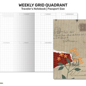TN PASSPORT Weekly Grid Printable Insert Traveler's Notebook - Wo2p ...