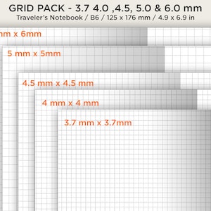 B6 GRID BUNDLE Set Traveler&#39;s Notebook Printable Insert Functional Planning Minimalist | B6030