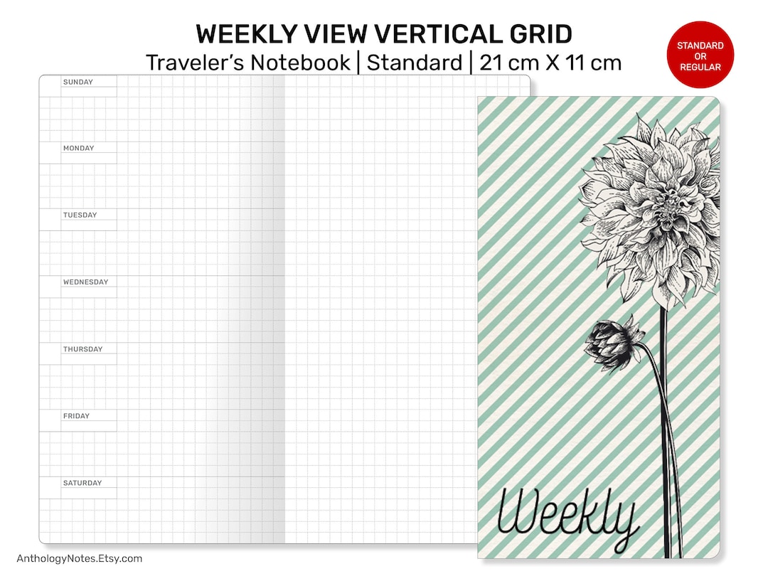 TN WEEKLY Grid Horizontal Traveler's Notebook Printable Insert ...