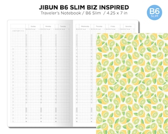 B6 Slim JIBUN Biz Weekly GRID Traveler's Notebook Vertical Japonés Planificador Inspirado Funcional Inserto imprimible
