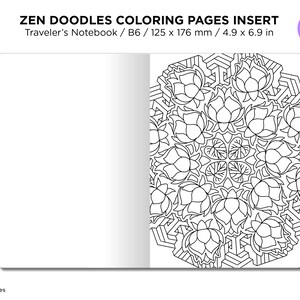 B6 Zen MANDALA Doodles COLORING Activity TN Insert Traveler's Notebook image 4