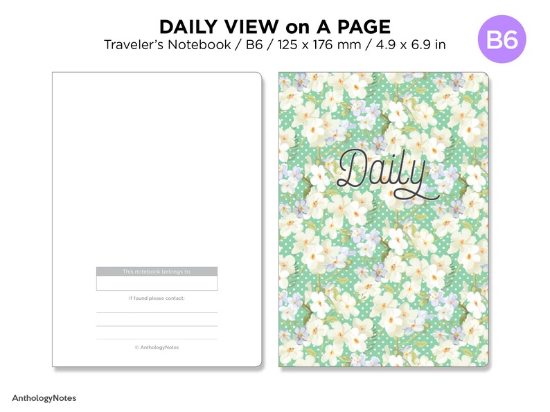 B6 Daily Traveler's Notebook Printable Minimalist - Etsy