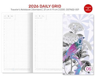 2026 Daily Standard TN GRID Printable Traveler's Notebook Refill | Minimalist and Functional Daily Schedule