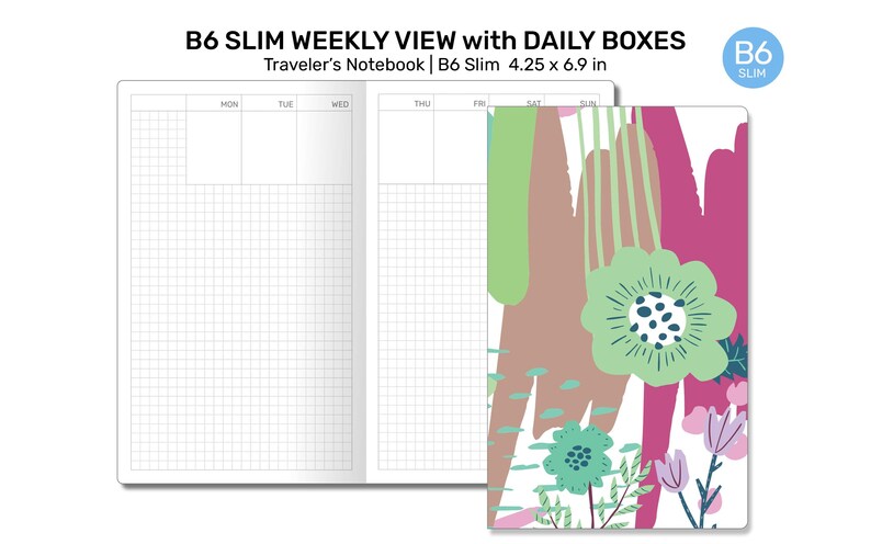 TN B6 Slim Weekly View With Daily Boxes Traveler's Notebook Printable ...