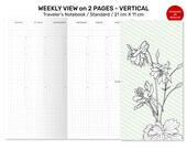 Weekly View Vertical Traveler's Notebook Standard Size Printable Insert - Monday or Sunday Start - Undated Planner