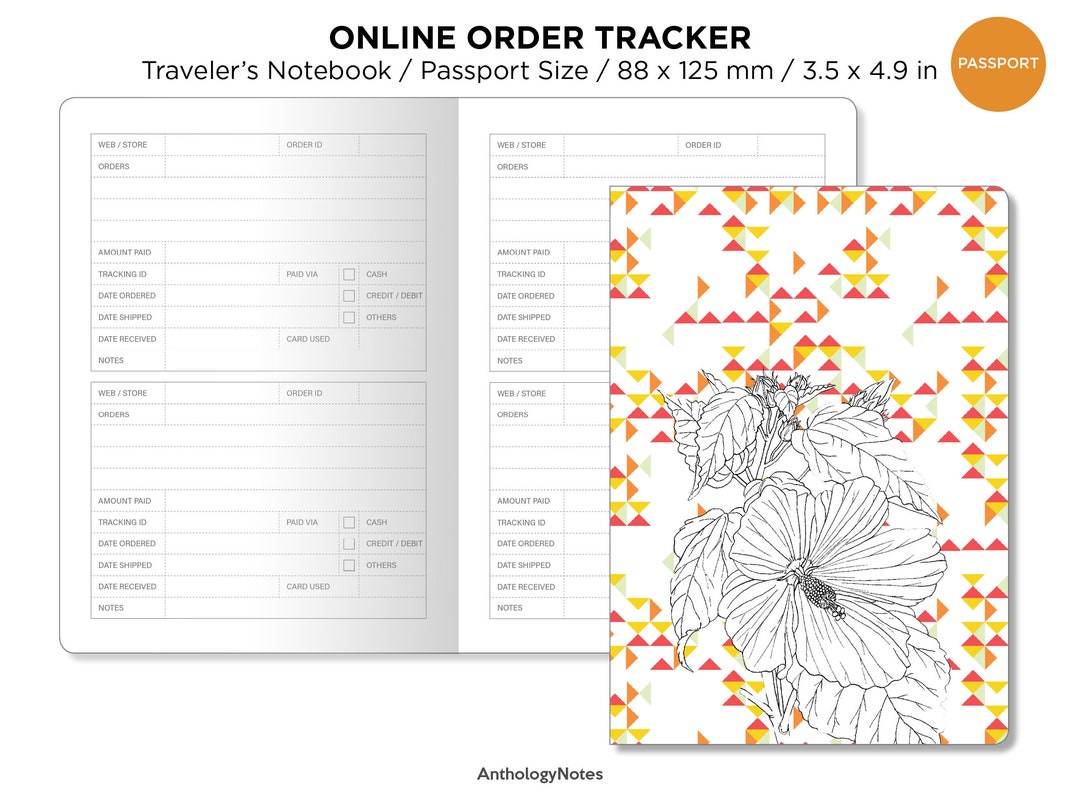 Online Order Tracker PASSPORT Size TN Printable Insert - Etsy