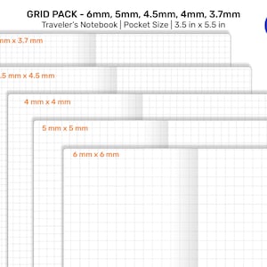 TN GRID Bundle POCKET Size Printable Traveler&#39;s Notebook Refill Insert FN22-004