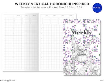 POCKET Weekly HOBONICHI Inspired Printable Traveler's Notebook Insert GRID Minimalist