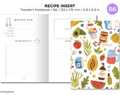 TN B6 Recipe Insert for Traveler's Notebook Printable Planner Insert
