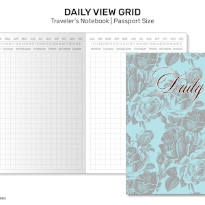 PASSPORT Daily View GRID - Printable Traveler's Notebook Insert (Do1P) Day on 1 Page - Minimalist