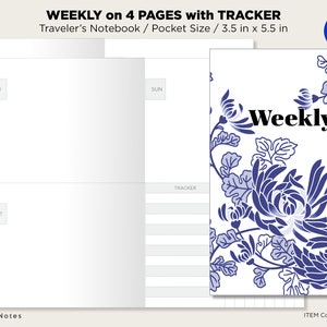 TN Pocket Weekly With Tracker Traveler&#39;s Notebook Printable Insert Minimalist