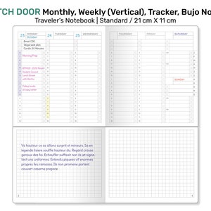 Standard TN DUTCH DOOR Weekly Vertical, Monthly, Tracker, Printable Traveler's Notebook Refill - DDR01
