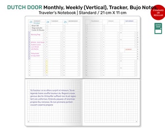 Standard TN DUTCH DOOR Weekly Vertical, Monthly, Tracker, Printable Traveler's Notebook Refill - DDR01